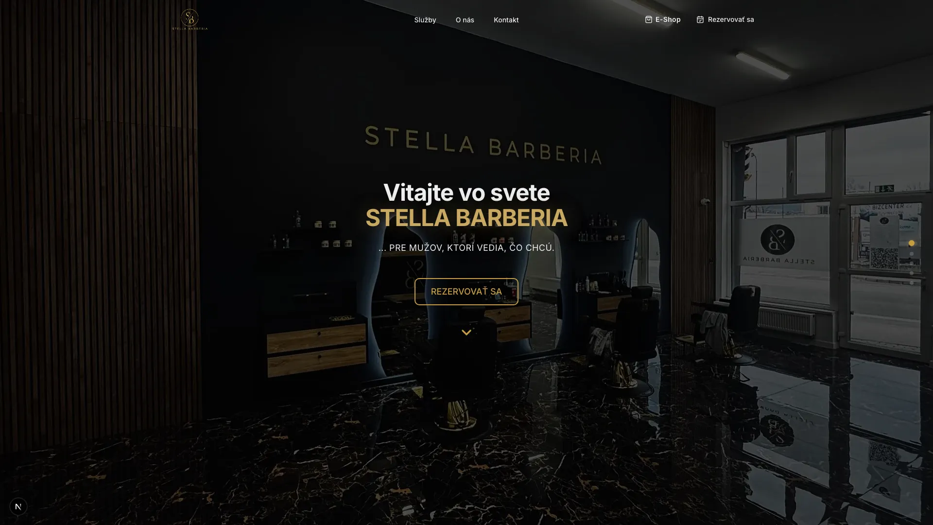 StellaBarberia.sk, Úvodná stránka, desktop